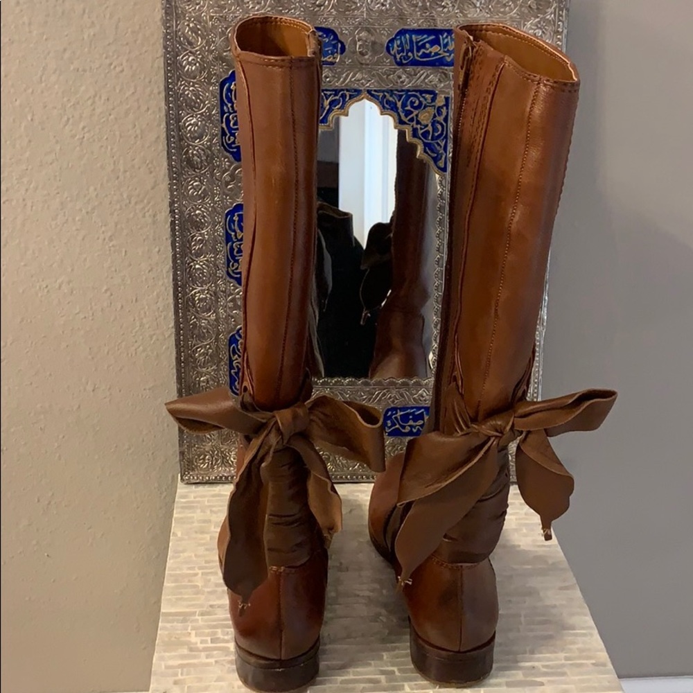 Gianni Bini Leather Full Zip Tall Boot w/ Bow back